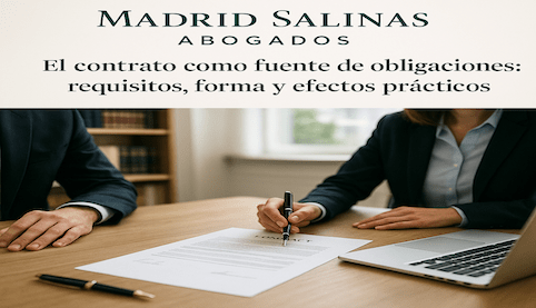 Reunión en despacho de abogados revisando un contrato como fuente de obligaciones civiles