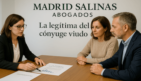 “Madrid Salinas Abogados — explicación del usufructo vidual y legítima del cónyuge viudo en herencias”.
