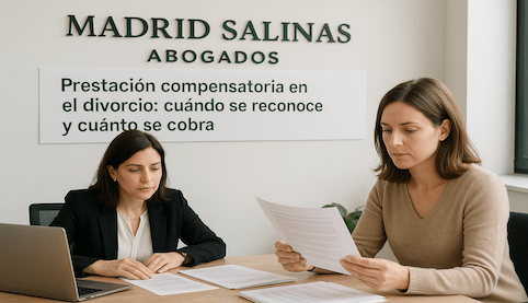 Abogada de Madrid Salinas Abogados asesorando a una clienta sobre la prestación compensatoria en el divorcio