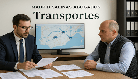 Reunión entre abogado y empresario analizando contratos de transporte de mercancías