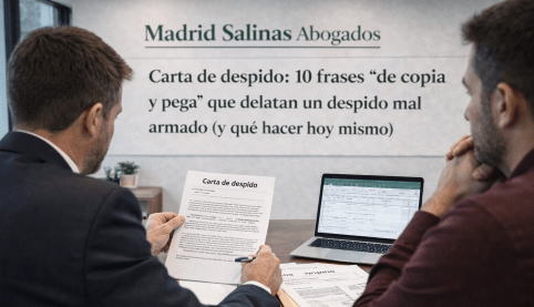 Abogado revisando una carta de despido con un cliente en un despacho profesional en Sevilla.