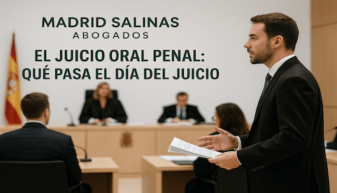 Abogado de Madrid Salinas Abogados interviniendo en un juicio oral penal ante el tribunal
