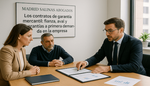 Abogado de Madrid Salinas Abogados asesorando a clientes sobre fianzas, avales y garantías a primera demanda en un contrato mercantil