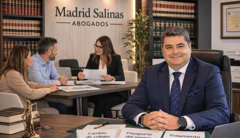 Abogada explicando a unos progenitores qué hacer cuando no hay acuerdo sobre colegio, pasaporte o tratamiento médico del menor