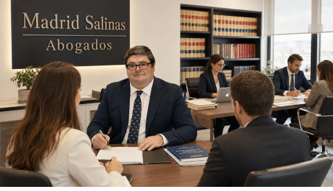 Abogado de Madrid Salinas Abogados asesorando a empresarios antes de firmar un contrato mercantil con cláusulas de pago, plazos e incumplimiento.