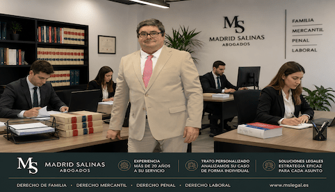 Equipo de Madrid Salinas Abogados trabajando en el despacho y asesorando en asuntos de familia, mercantil, penal y laboral.