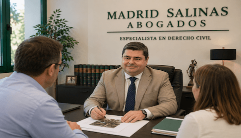 Abogado civil de Madrid Salinas Abogados asesorando a clientes sobre daños causados por ramas y raíces de árboles vecinos.