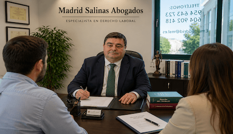 Abogado laboralista de Madrid Salinas Abogados asesorando a dos clientes sobre la obligación de recuperar horas de trabajo.