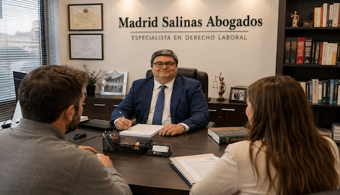 Abogado laboralista en Sevilla atendiendo a trabajadores en el despacho Madrid Salinas Abogados.