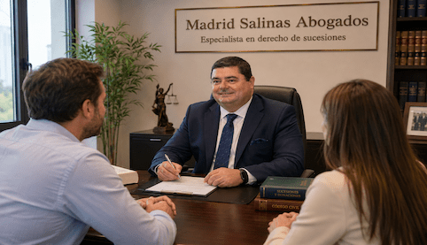Abogado de Madrid Salinas Abogados asesorando a clientes sobre la venta de derechos hereditarios.